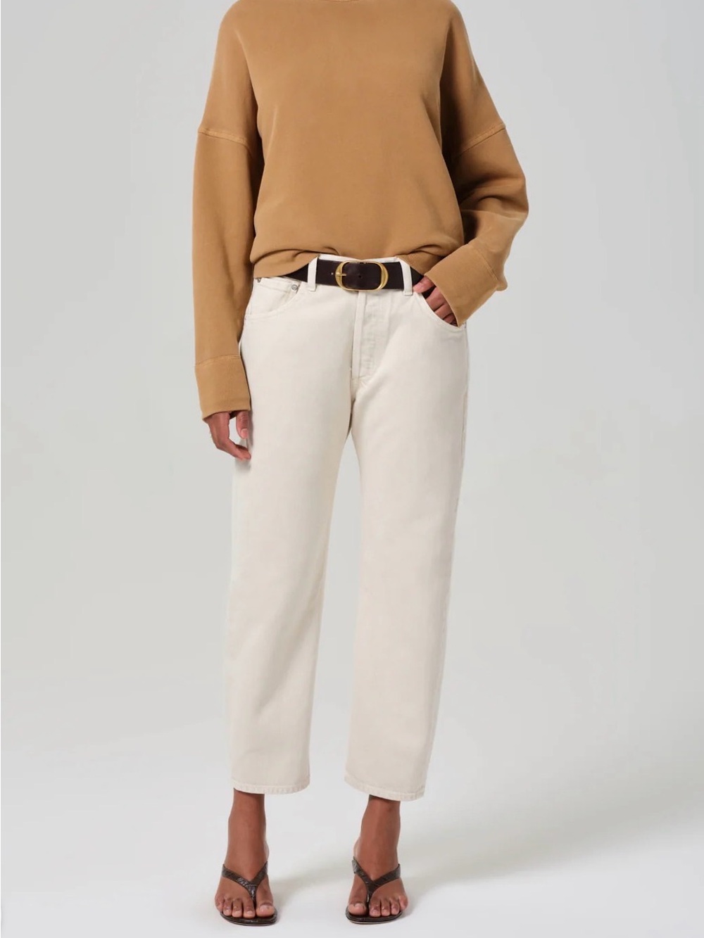 Citizens Of Humanity Cropped High-Rise Jeans in Cream